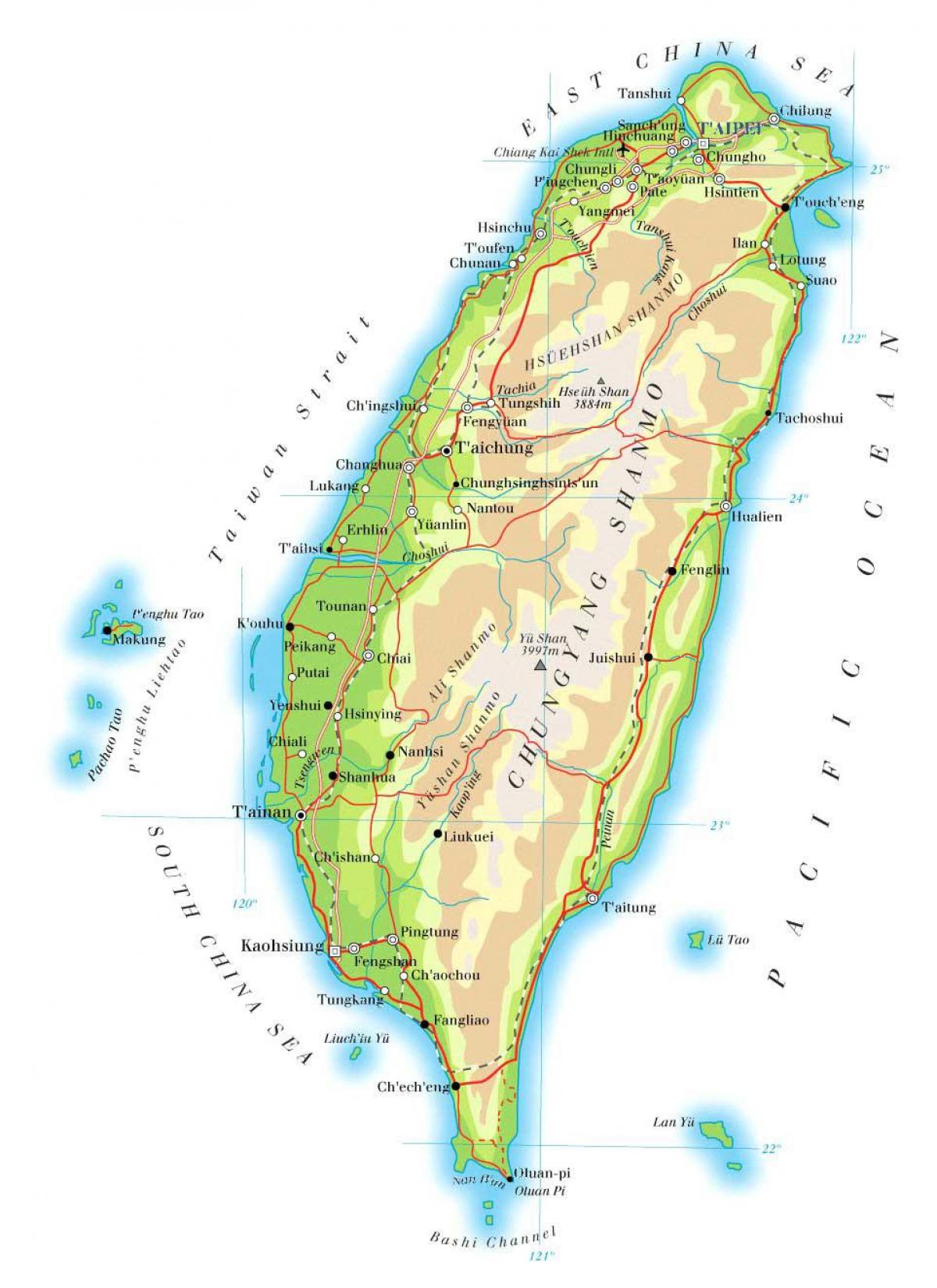 Taiwan maanteel kaart