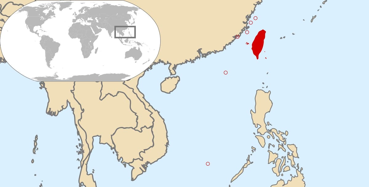 maailma kaart, mis näitab Taiwan