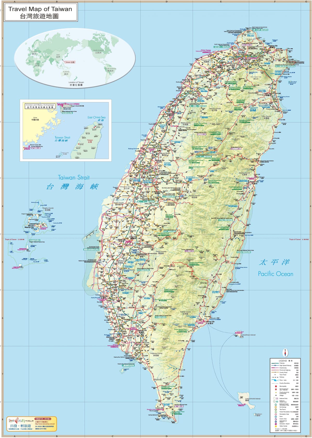 Kaart Taiwan atraktsioon