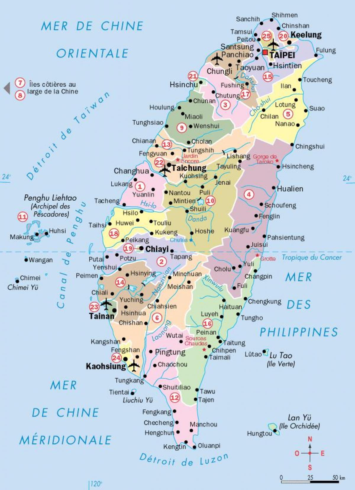 kaart Taiwan linnad