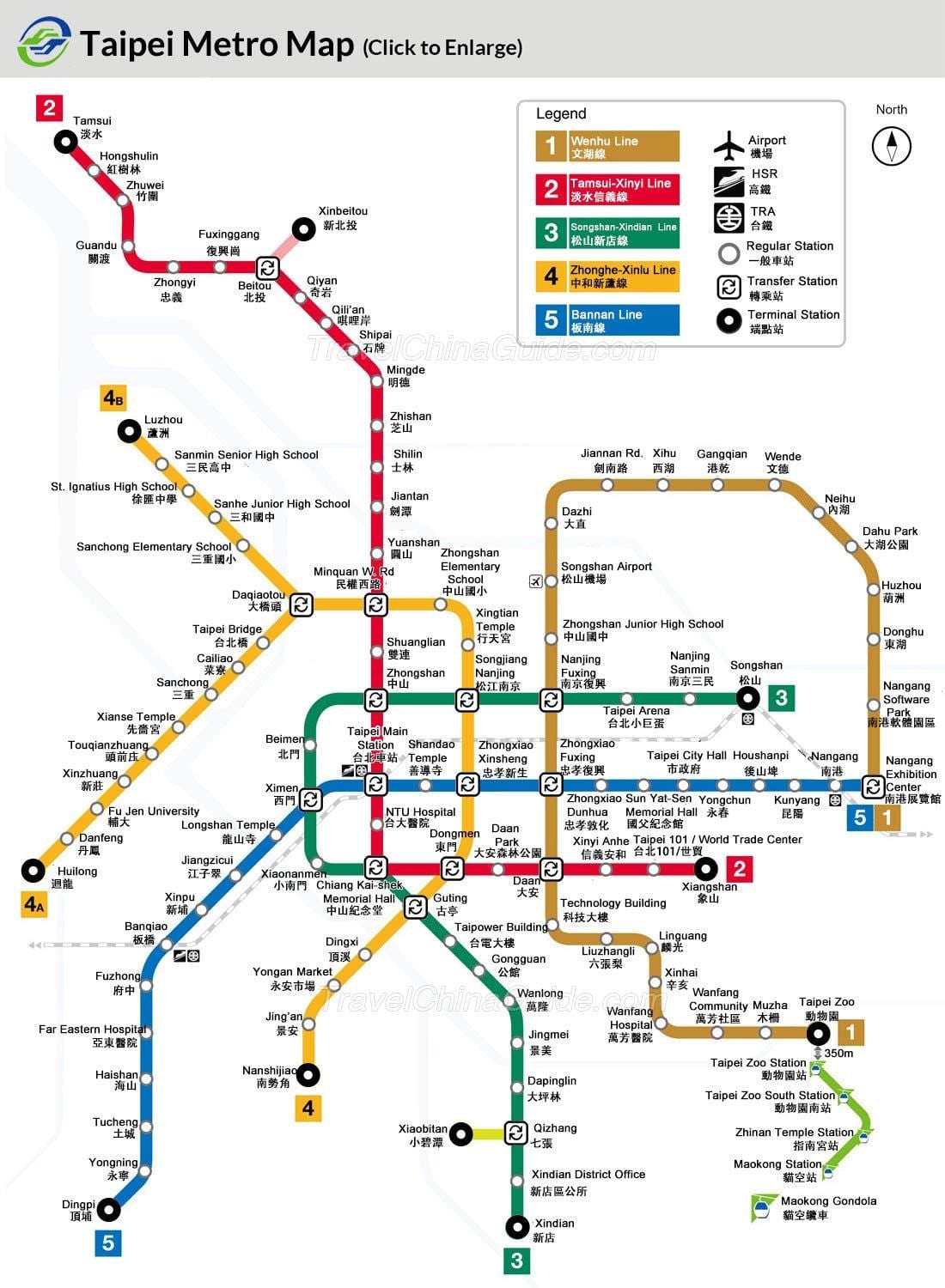 Kaart Taiwan metroo