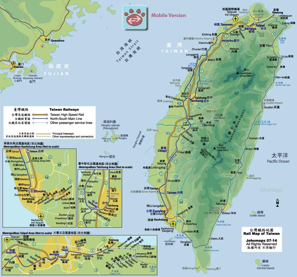 tra marsruudi kaart, Taiwan