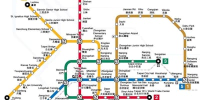 Kaart Taiwan metroo